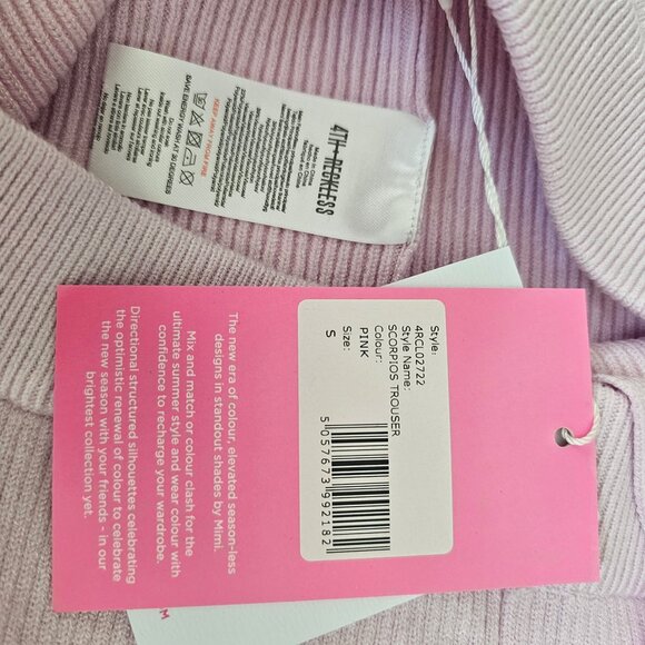 NWT | 4th & Reckless Scorpios Fine Knit Pink Trouser Pant Waist Tie Small - Picture 7 of 8